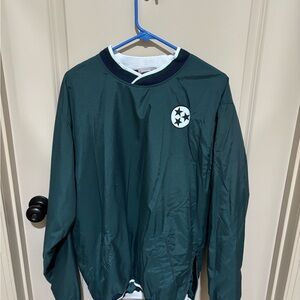 Green and White Nylon Windbreaker with TN emblem